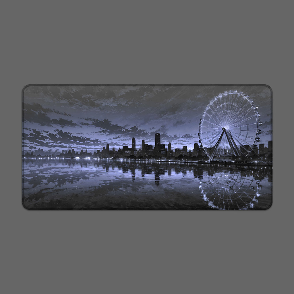 Night Skyline Ferris Wheel Mousepad