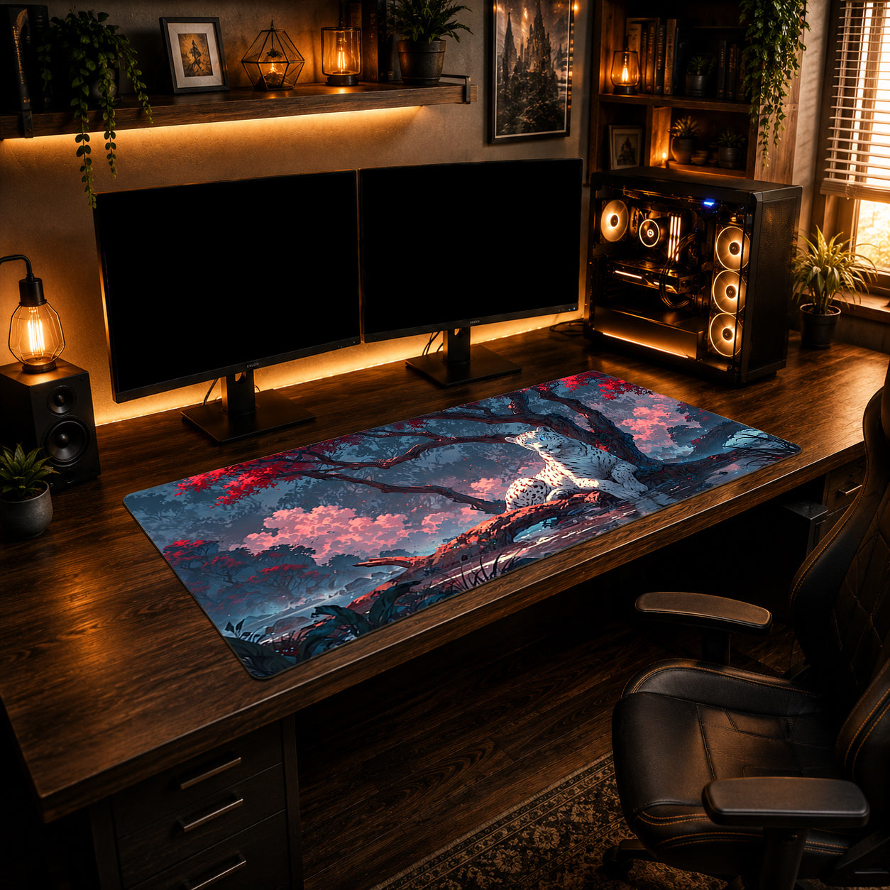 White Leopard Fantasy Mousepad
