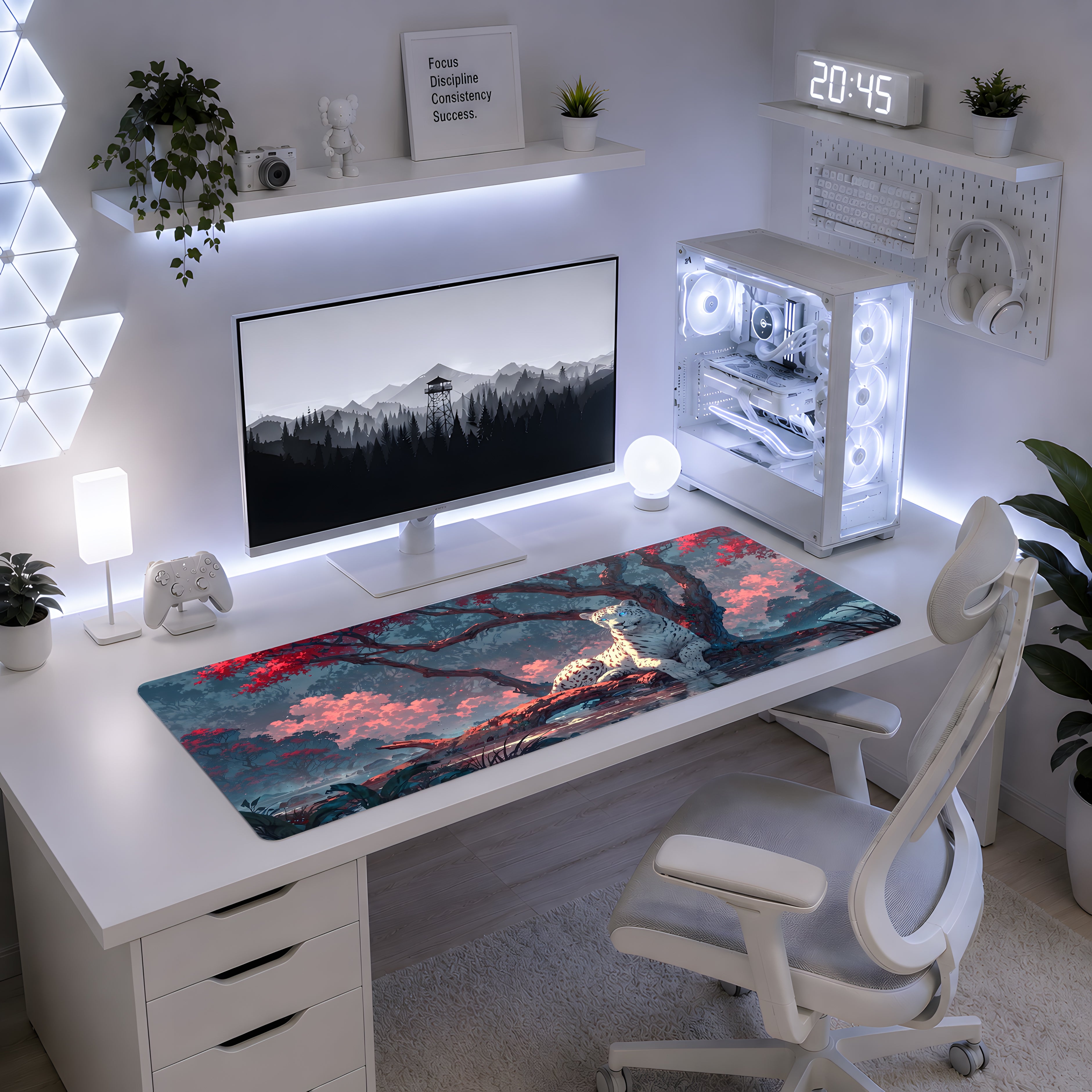 White Leopard Fantasy Mousepad