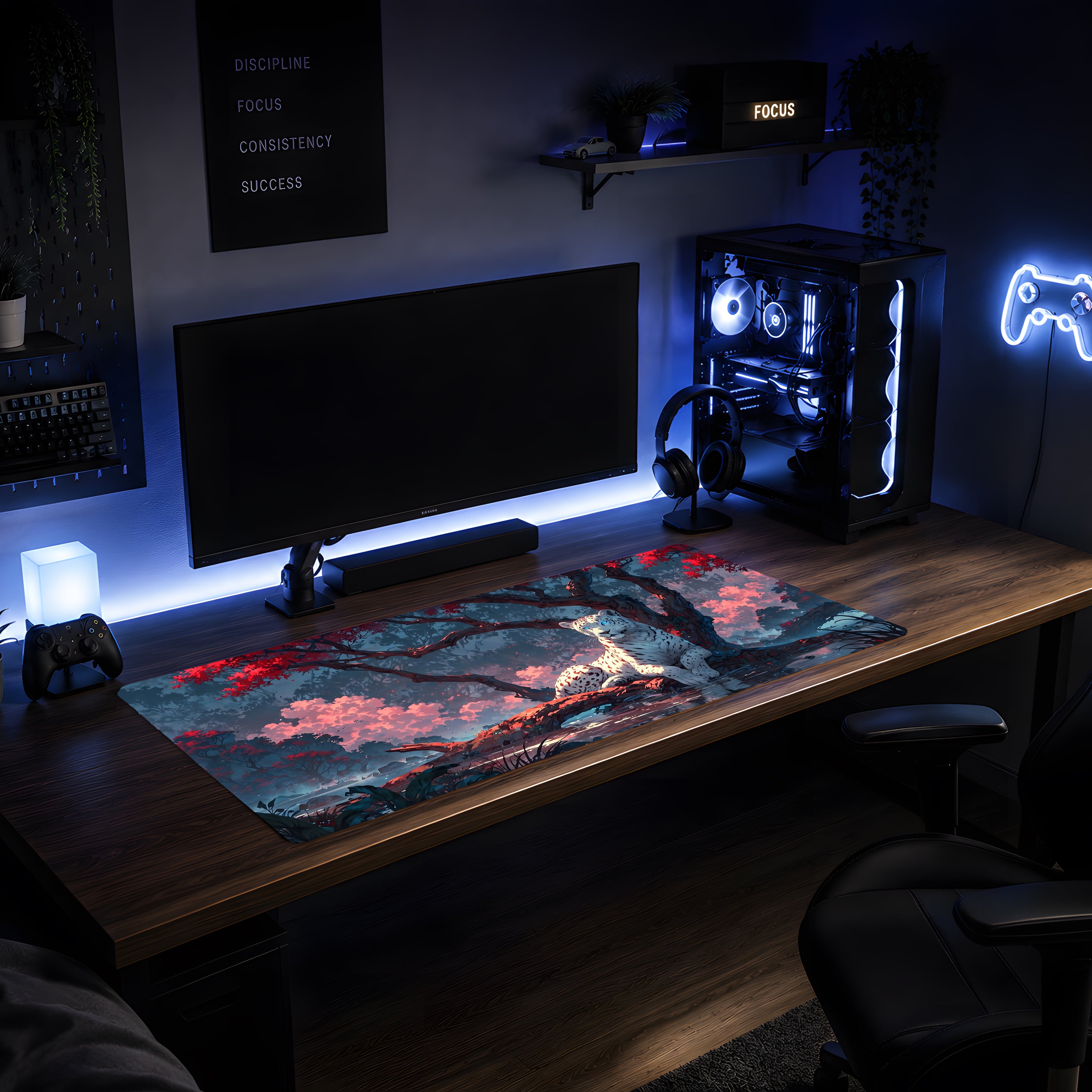 White Leopard Fantasy Mousepad