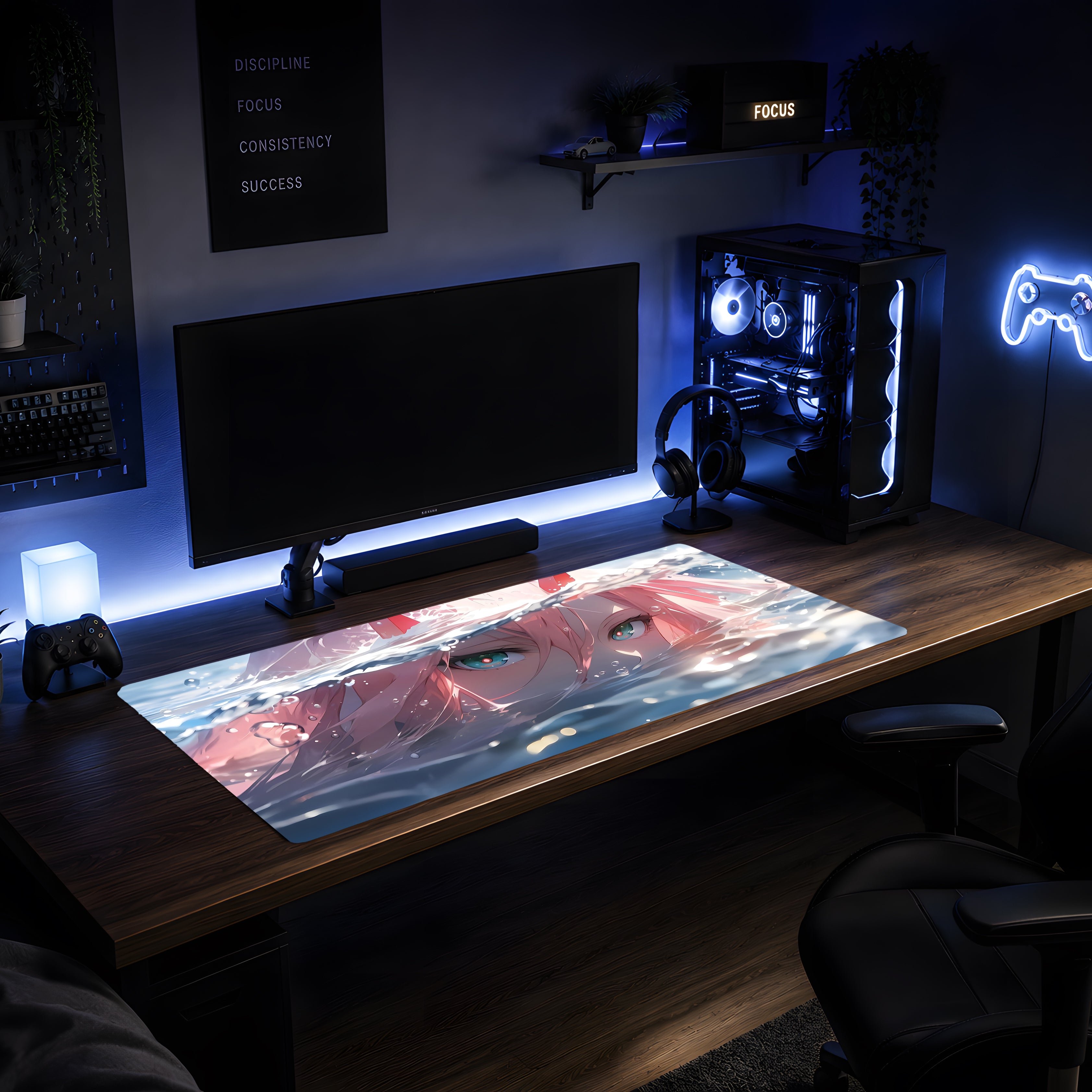 Pink Aqua Anime Mousepad