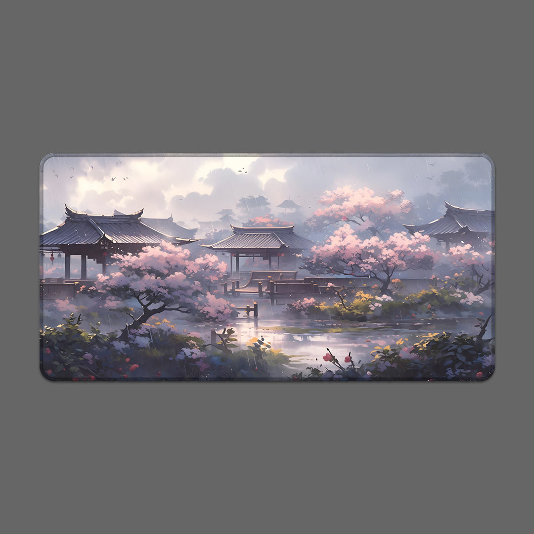 Sakura Rain Temple Mousepad