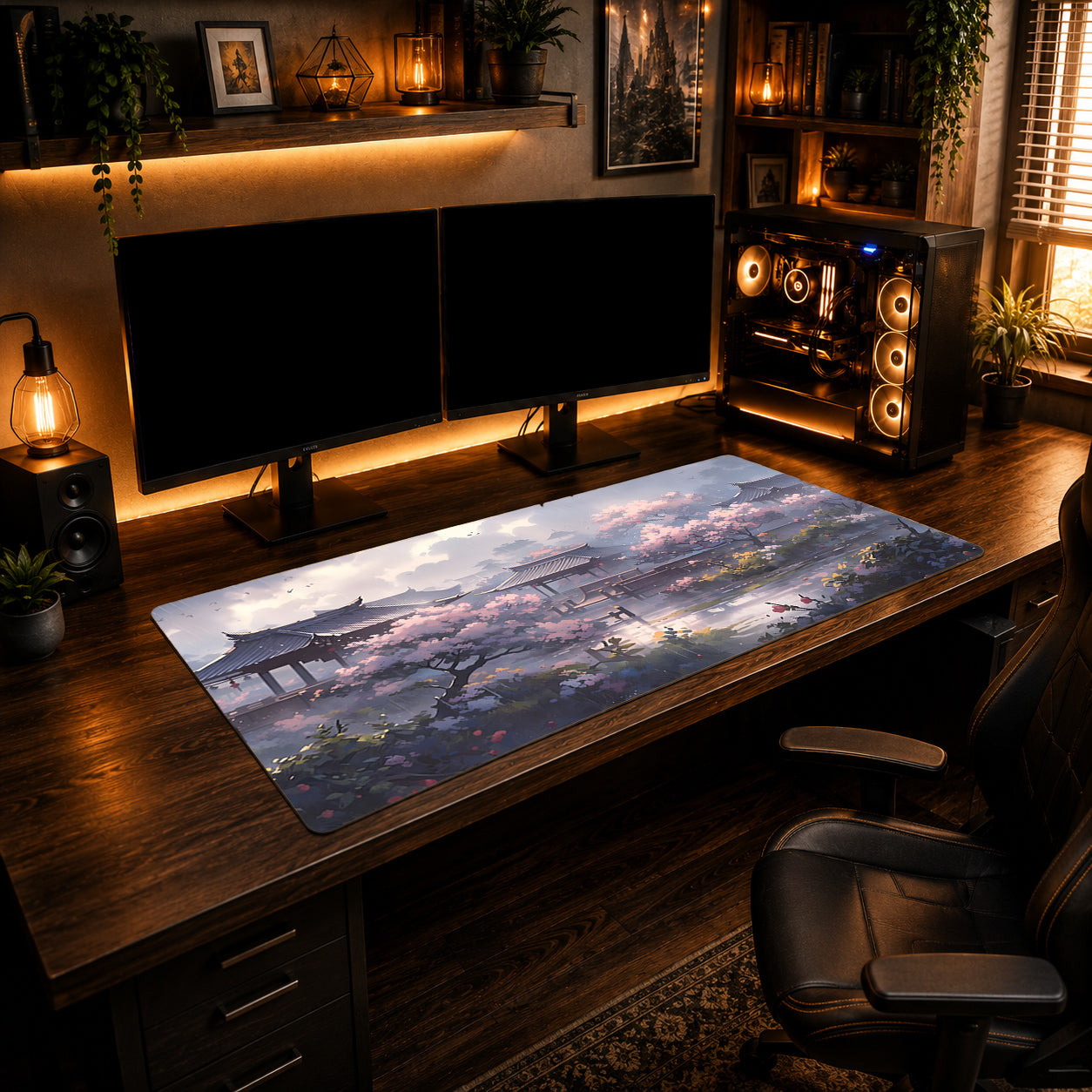 Sakura Rain Temple Mousepad