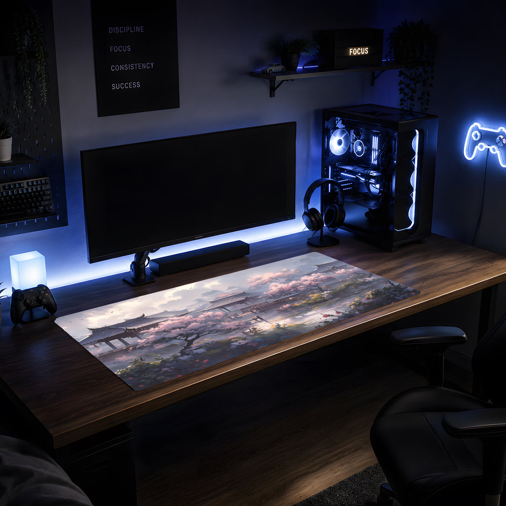 Sakura Rain Temple Mousepad
