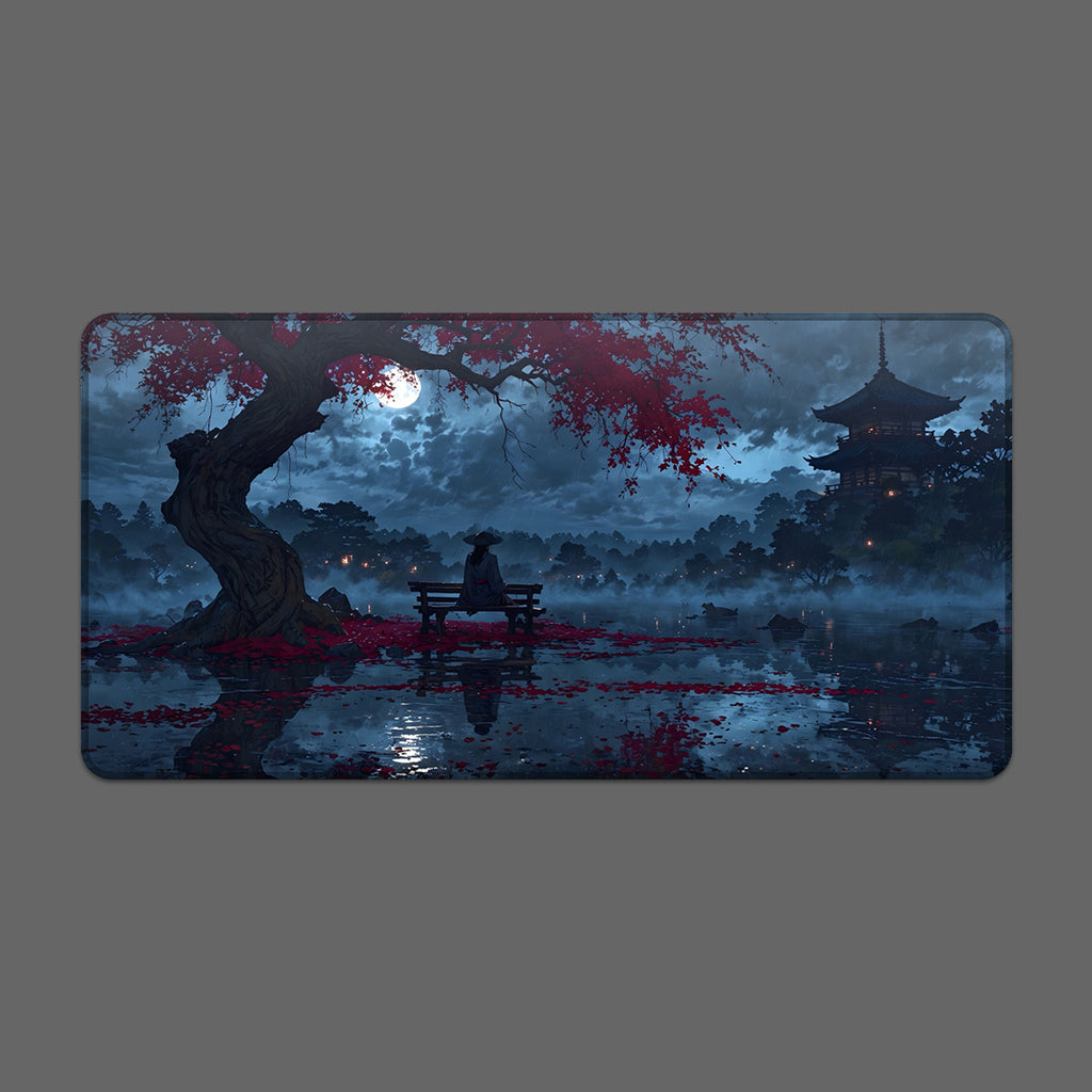 Moonlit Samurai Lake Mousepad