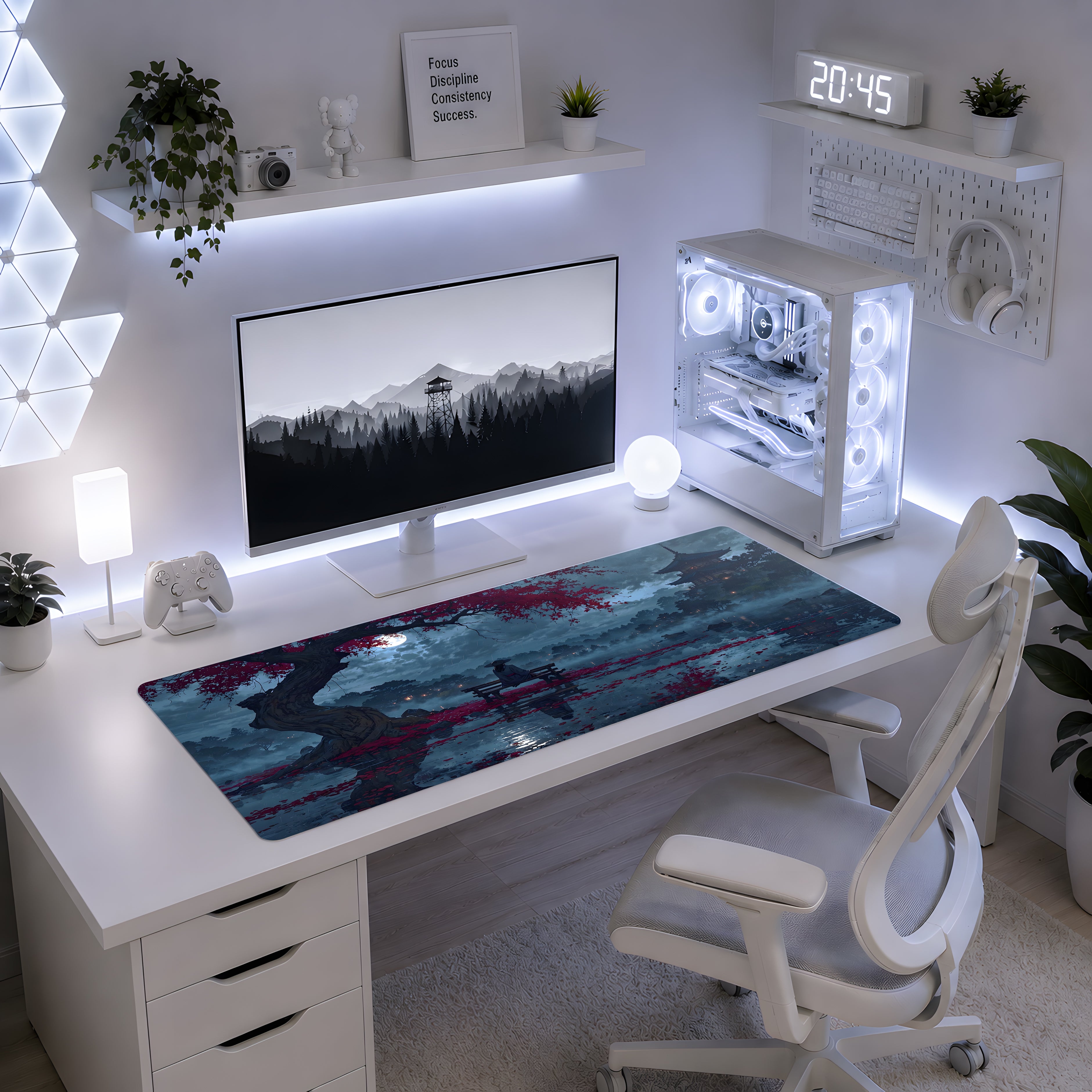 Moonlit Samurai Lake Mousepad