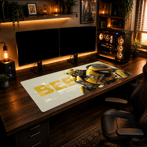 Cyber-Bee Neon Glitch Mousepad
