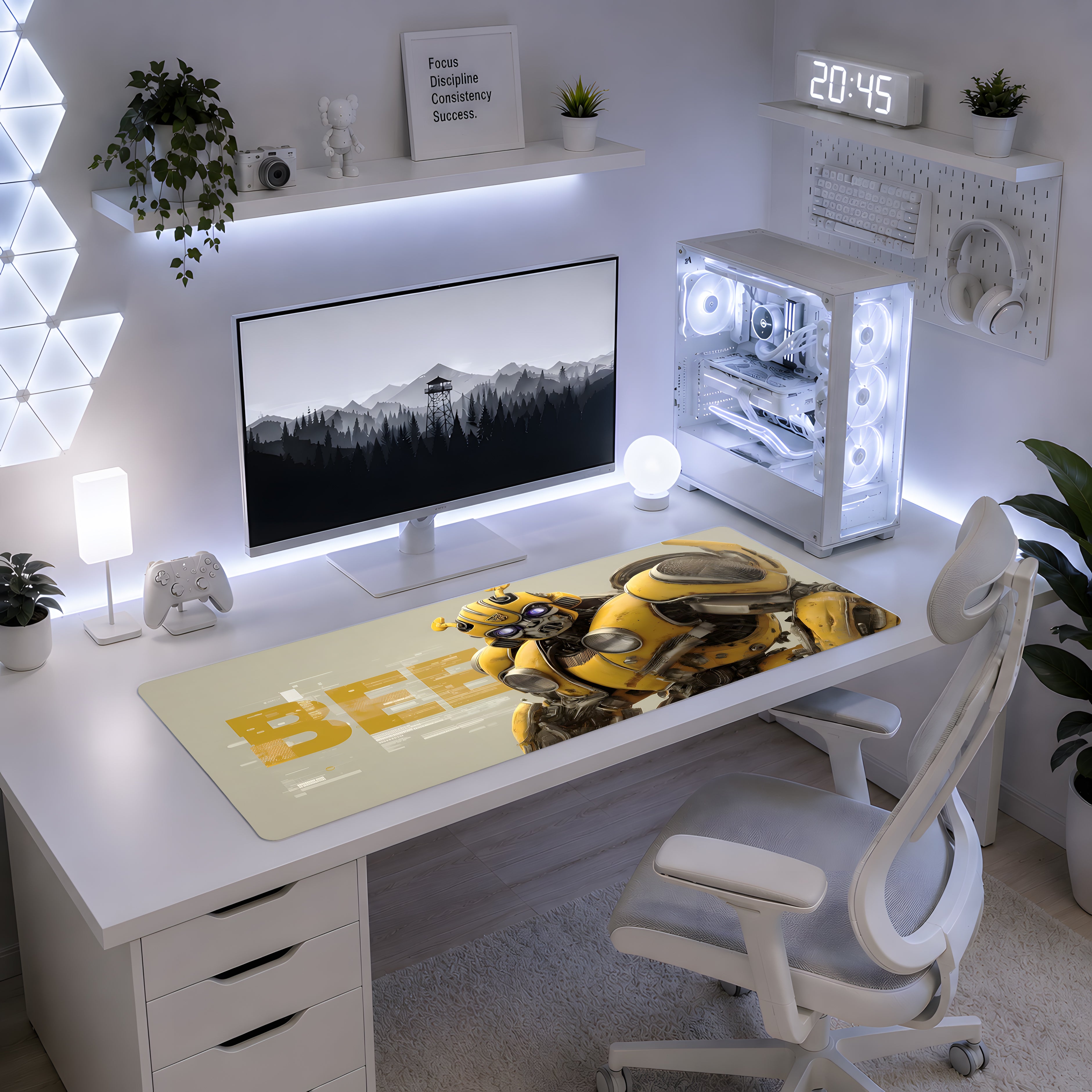 Cyber-Bee Neon Glitch Mousepad