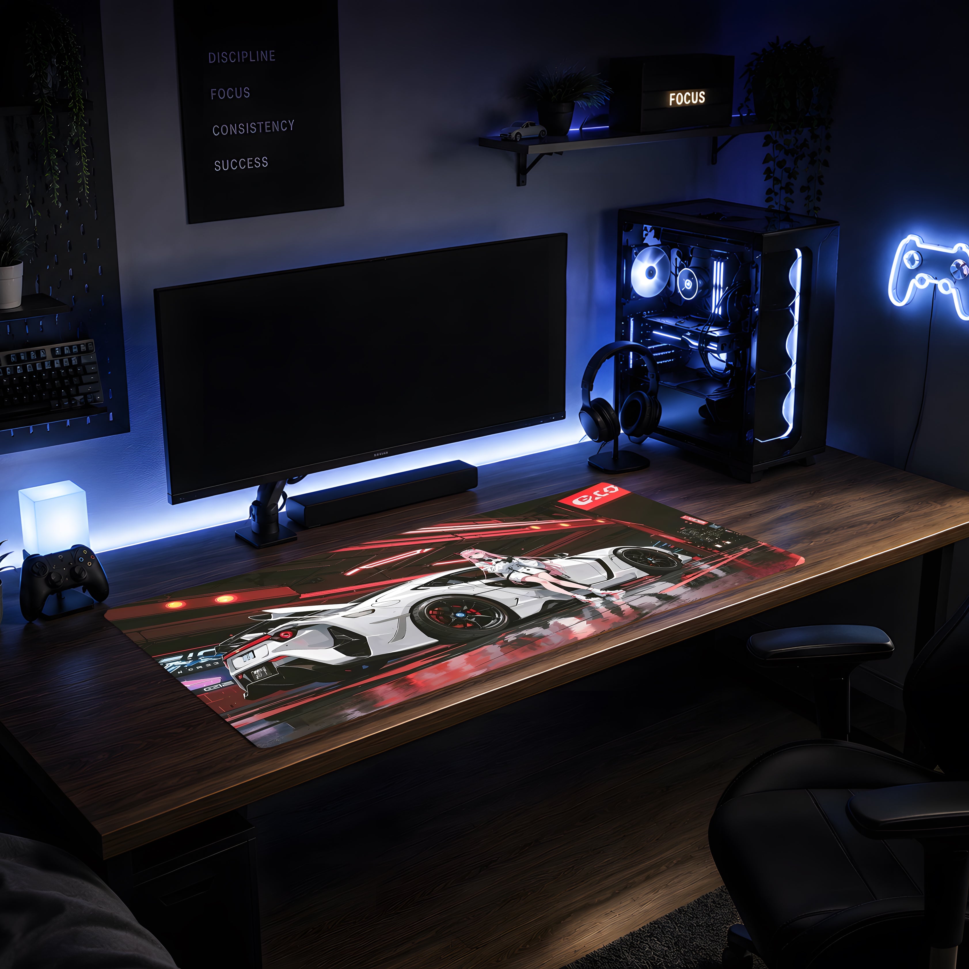 Neon Drift Garage Mousepad