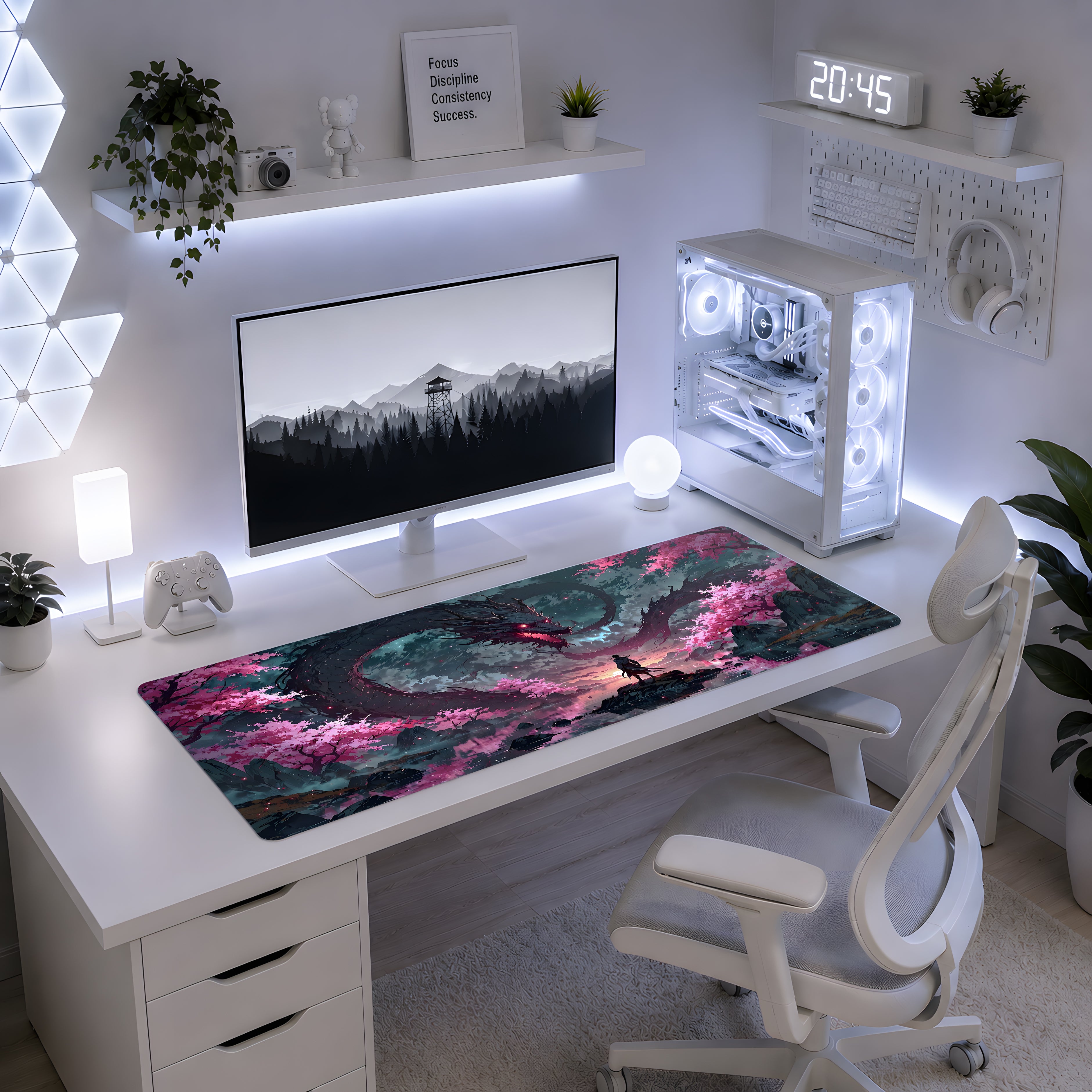 Neon Sakura Dragon Power Mousepad
