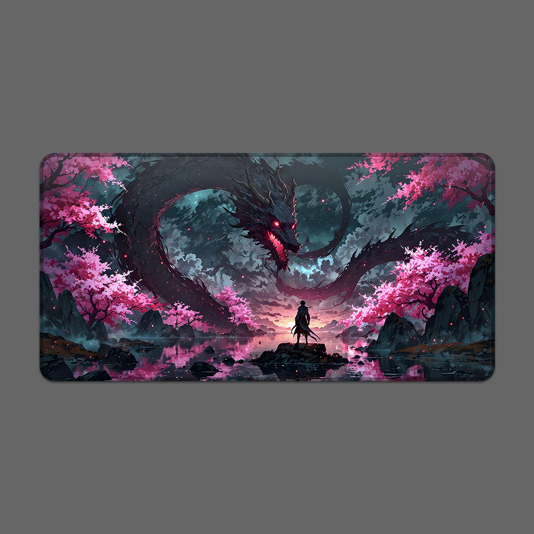 Neon Sakura Dragon Power Mousepad
